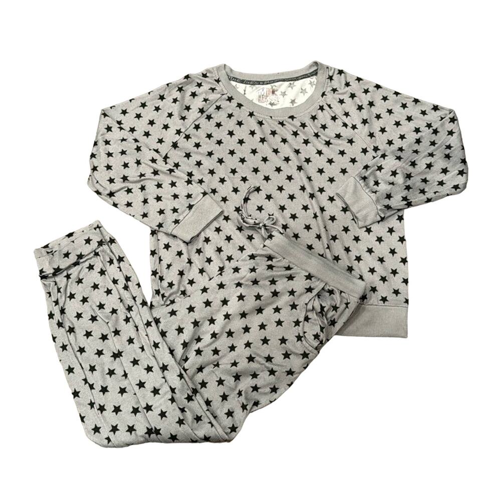 Muk Lucks Women's Butter Knit Loungewear Set Gray Black Size L